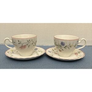 Johnson Brothers England Summer Chintz Tea Cups & Saucers - Set of 2
